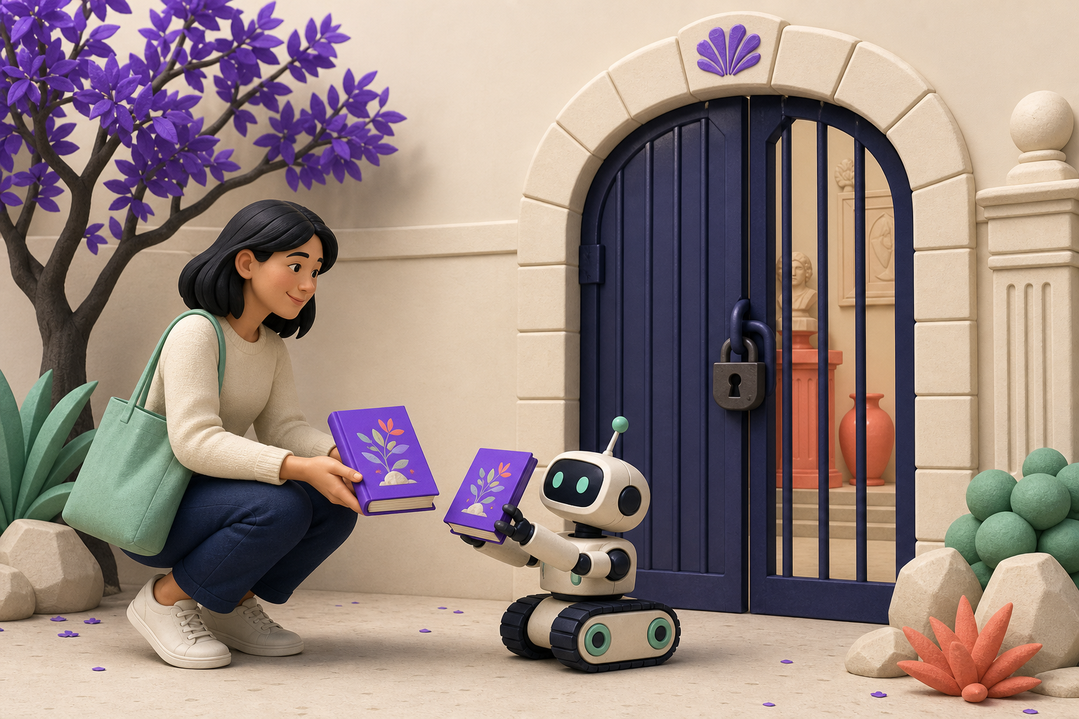 A search crawler and a human reader approach the same paywall doorway, emphasizing consistent delivery and accurate markup.