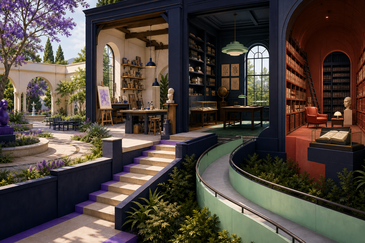 A reading nook, professional studio, and team workspace show different outcomes instead of three arbitrary feature columns.