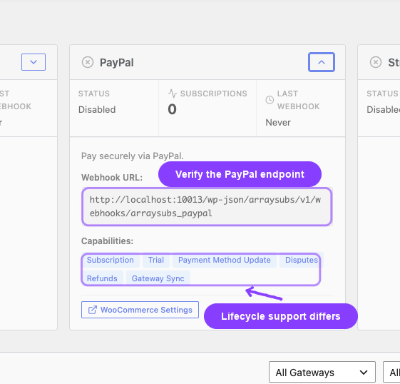 PayPal webhook health and recent processed-event evidence