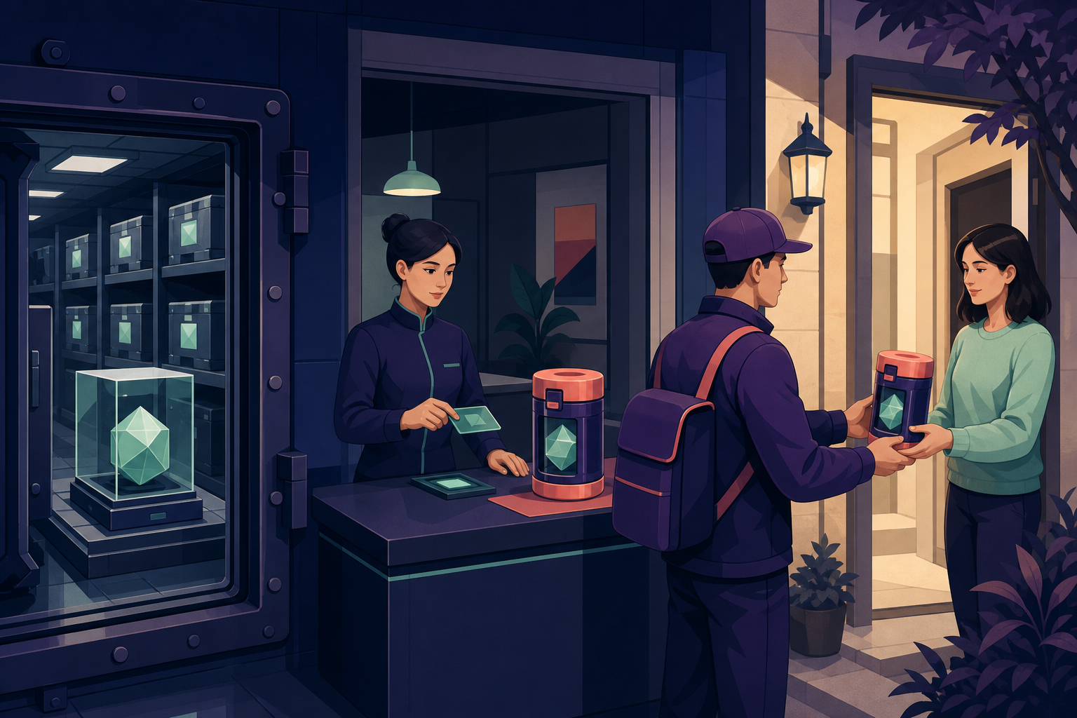 A clean object-flow illustration connects My Account, ArraySubs authorization, a private origin, and a temporary delivery URL.