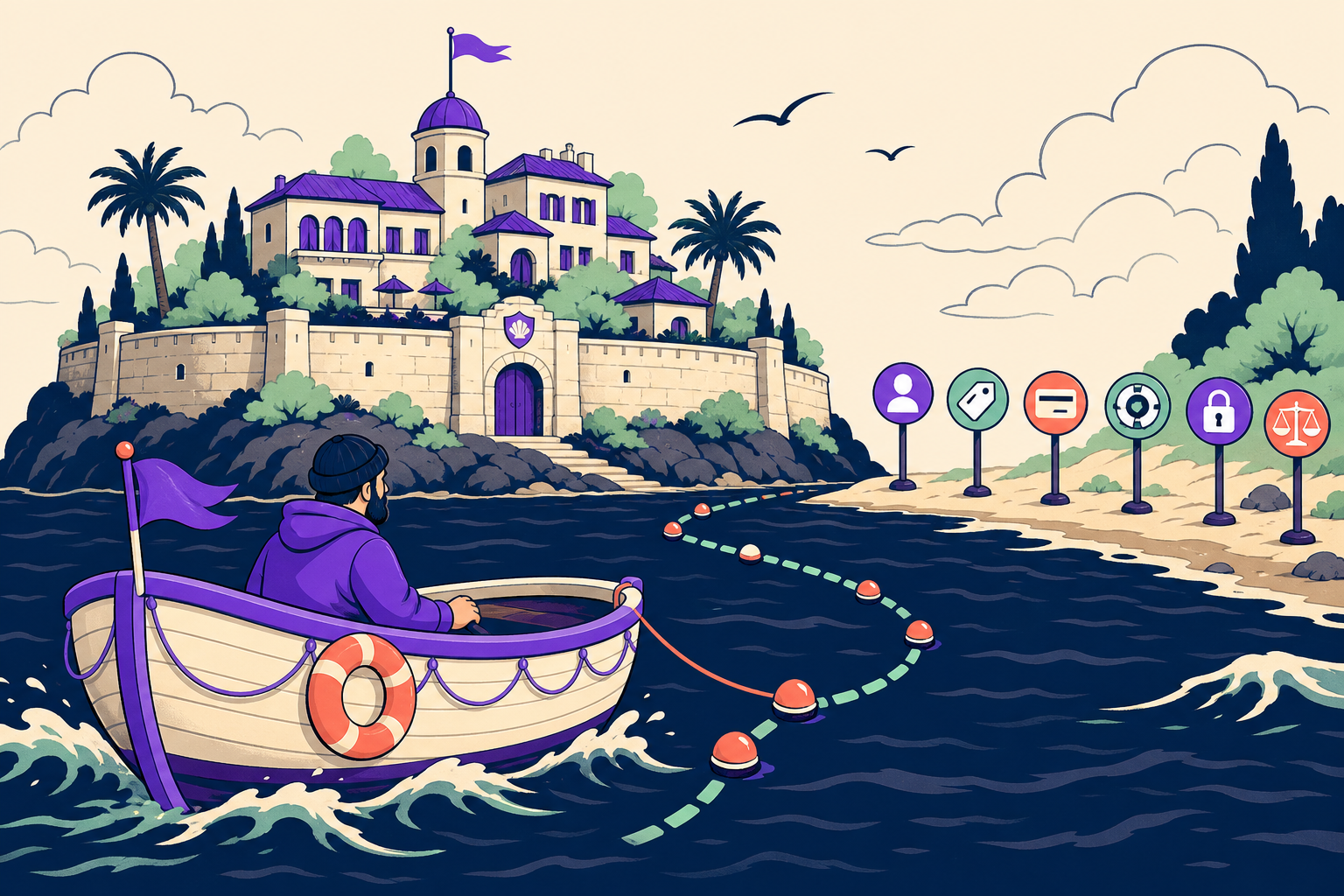 Account, payment, reset, checkout, and support routes stay in a lifeboat outside the locked content island.